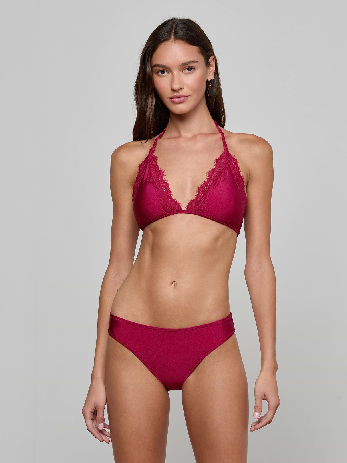 Nicole Classic Bikini Bottom in Black Cherry | L'AGENCE