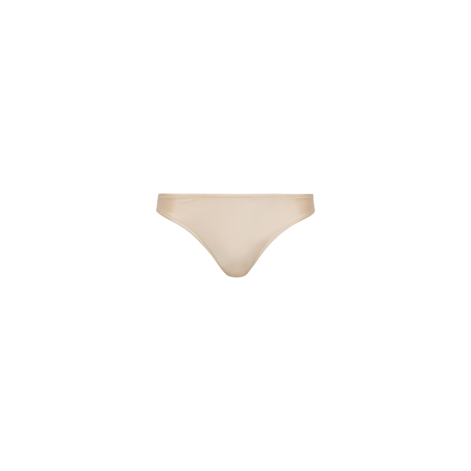 Nicole Bikini Bottom, crafted from four-way stretch nylon in beige, displayed against a plain white background—a true summer essential.