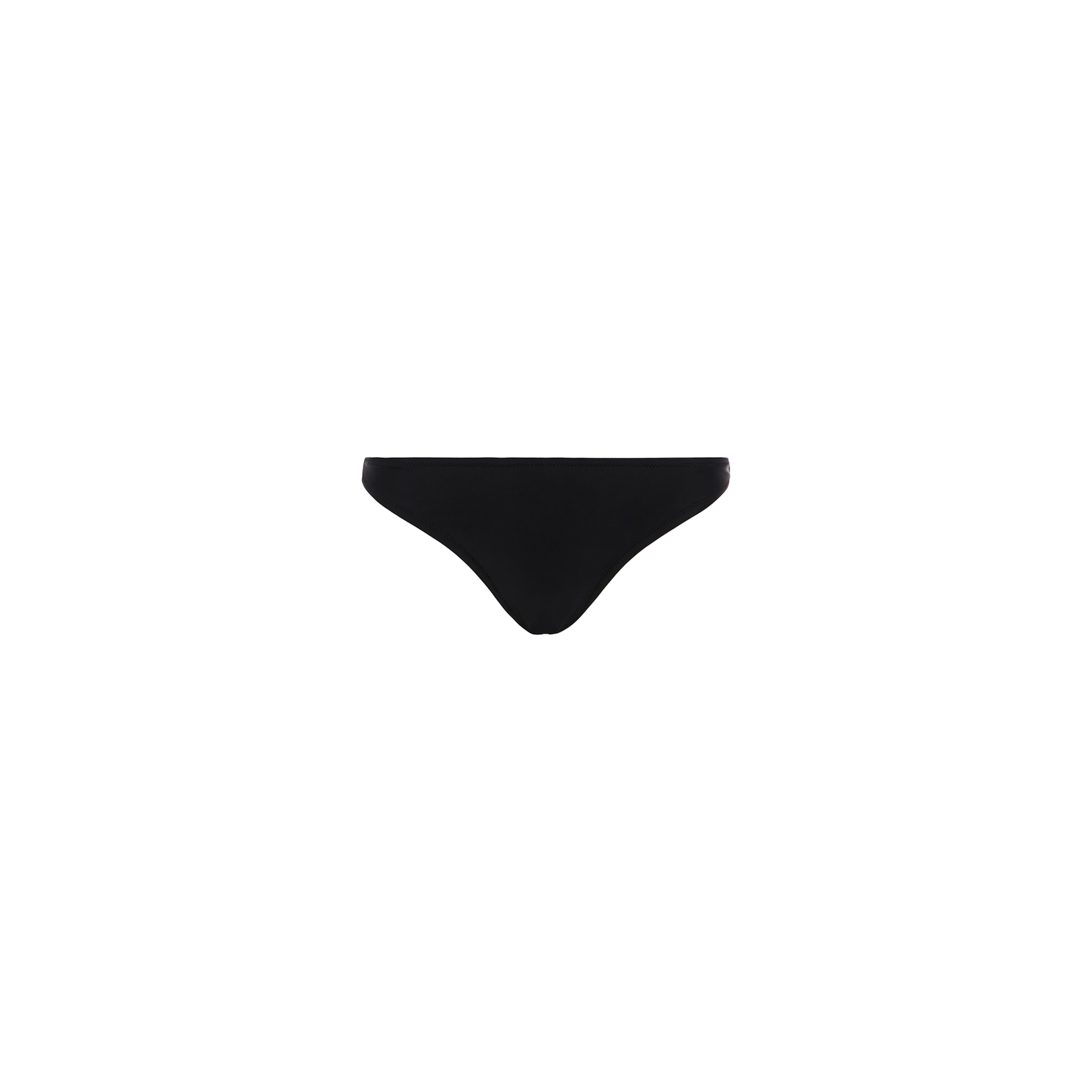 Nicole Bikini Bottom in plain black, featuring moderate coverage and crafted from four-way stretch nylon, displayed on a white background.