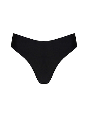The Gianna Brazilian Bikini Bottom is a plain black, mid-rise bikini-cut underwear displayed on a white background.