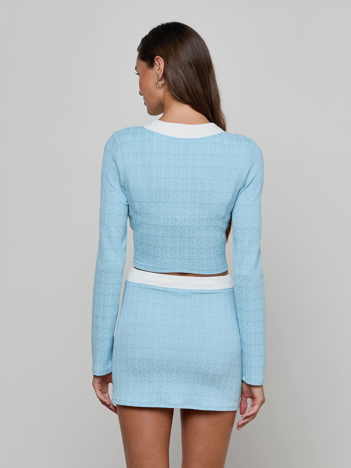 Adaline Cardigan Cover-Up in Powder Blue/White | L'AGENCE
