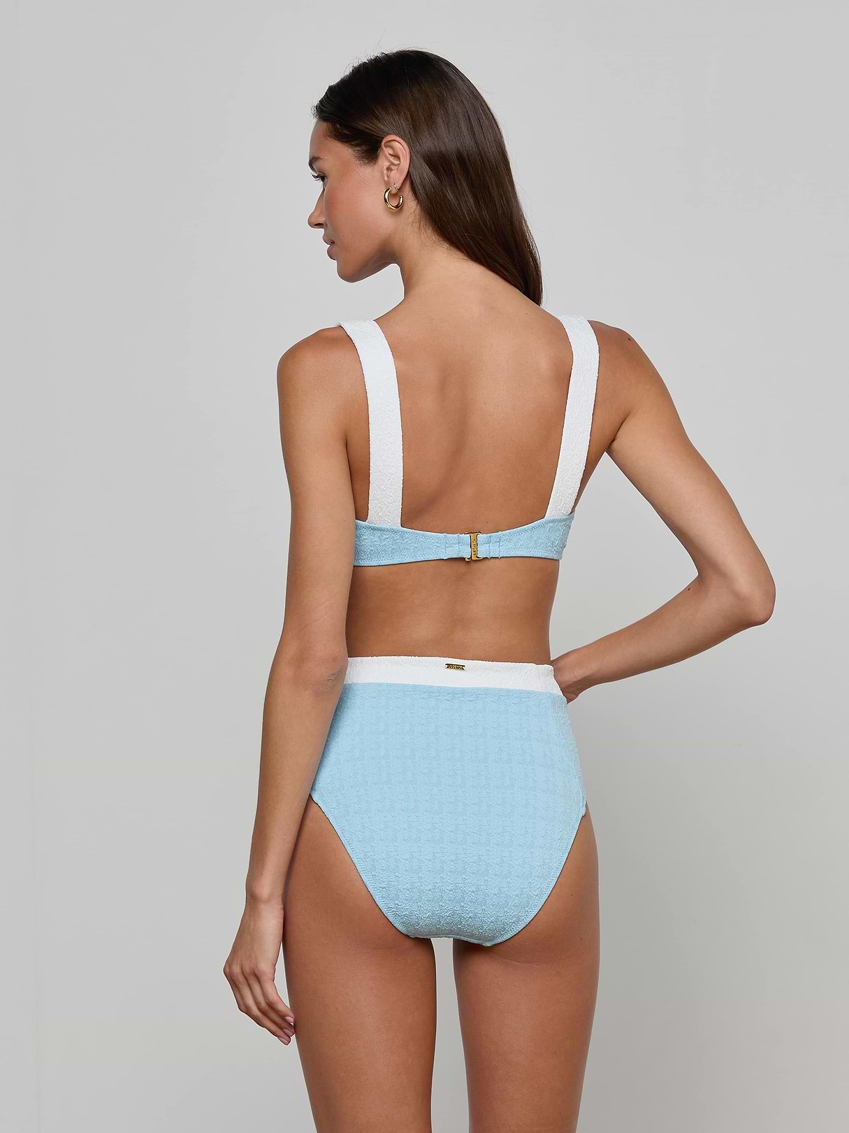 Alexandria Bikini Top in Powder Blue/White | L'AGENCE