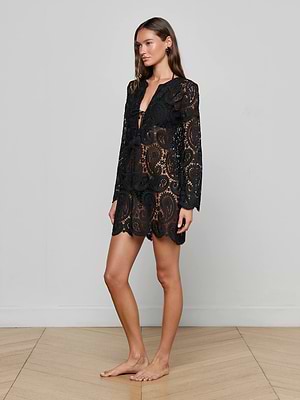 L'AGENCE Ansley Cover-Up Dress In Black L'AGENCE Ansley Cover-Up Dress In Black