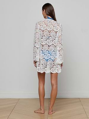 L'AGENCE Ansley Cover-Up Dress In White L'AGENCE Ansley Cover-Up Dress In White
