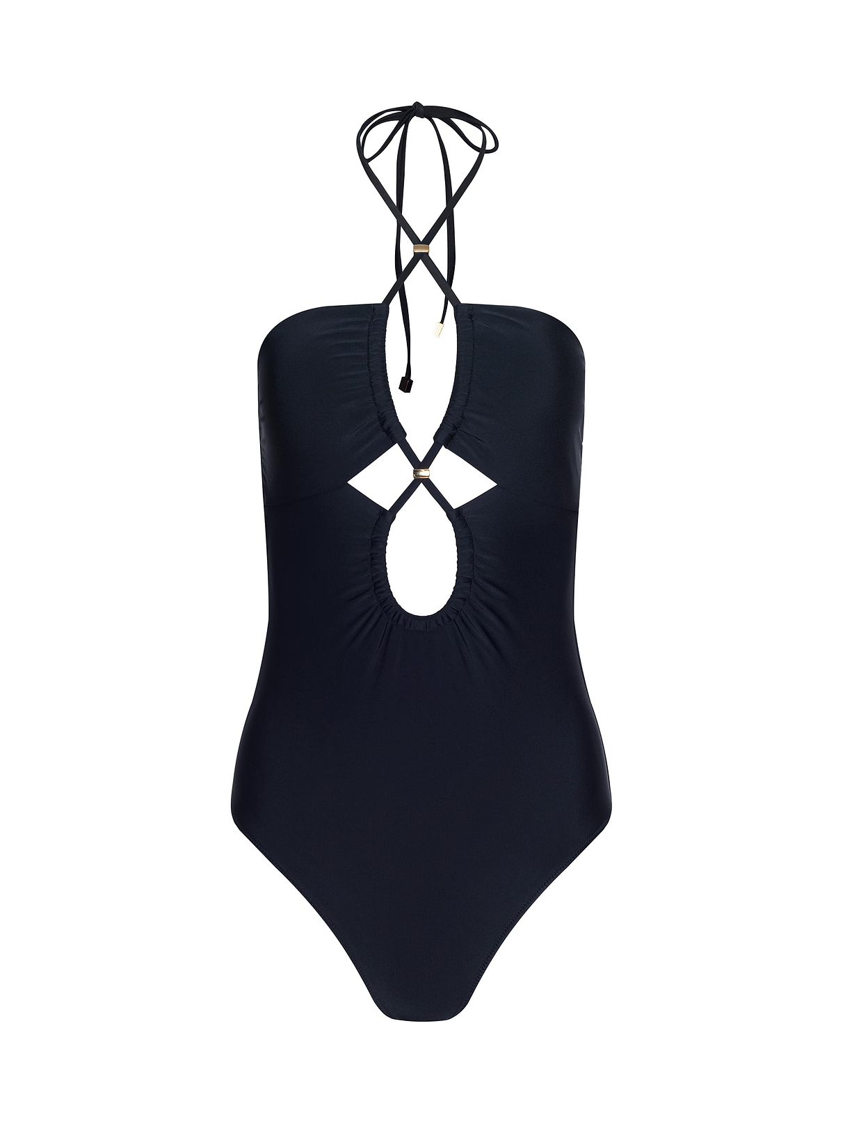Shiva Keyhole Bandeau One Piece Swimsuit in Black | L'AGENCE