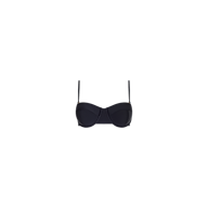 The Alexandria Bikini Top, a black strapless balconette style featuring thin adjustable shoulder straps, is displayed on a plain white background.