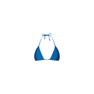 Kristin Triangle Bikini Top in Capri blue featuring a halter neck and adjustable ties, displayed against a plain white background.