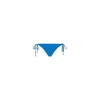 Britt Tie-Side Bikini Bottom in capri blue, featuring moderate coverage and adjustable tie sides, displayed on a plain white background.