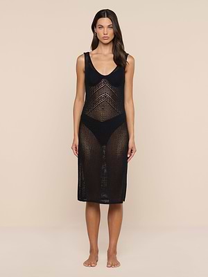 Ansley Long Sleeve Cover-Up Dress in Black Ansley Long Sleeve Cover-Up Dress in Black