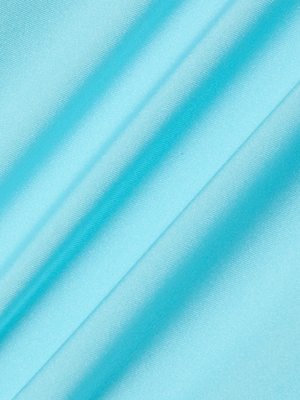 Close-up of the Remi One-Piece Swimsuit in ice blue, featuring smooth fabric with soft diagonal folds and a shiny, slightly reflective texture.