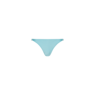 The Violet String Bikini Bottom is shown on a plain white background, featuring a simple, minimal design in ice blue and offering UPF 50 protection.