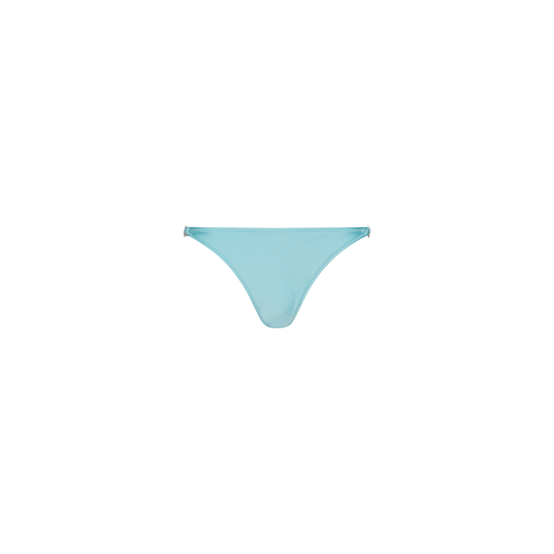 The Violet String Bikini Bottom is shown on a plain white background, featuring a simple, minimal design in ice blue and offering UPF 50 protection.