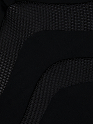 Close-up of the Gabrielle One-Piece Swimsuit in black, featuring a textured hexagonal pattern next to smooth fabric—highlighting its UPF 50 protective swimwear design.