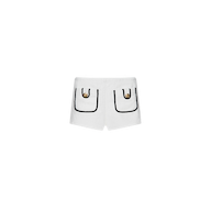 Amiya Cover-Up Short in white terrycloth, featuring two back patch pockets with black trim and gold-tone buttons.