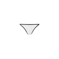 The Violet String Bikini Bottom features a minimalist white design accented with a thin black waistband and trim, shown against a plain white background.