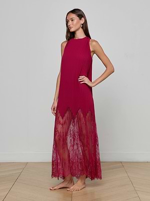 L'AGENCE Adalynn Cover-Up Dress in Black Cherry L'AGENCE Adalynn Cover-Up Dress in Black Cherry