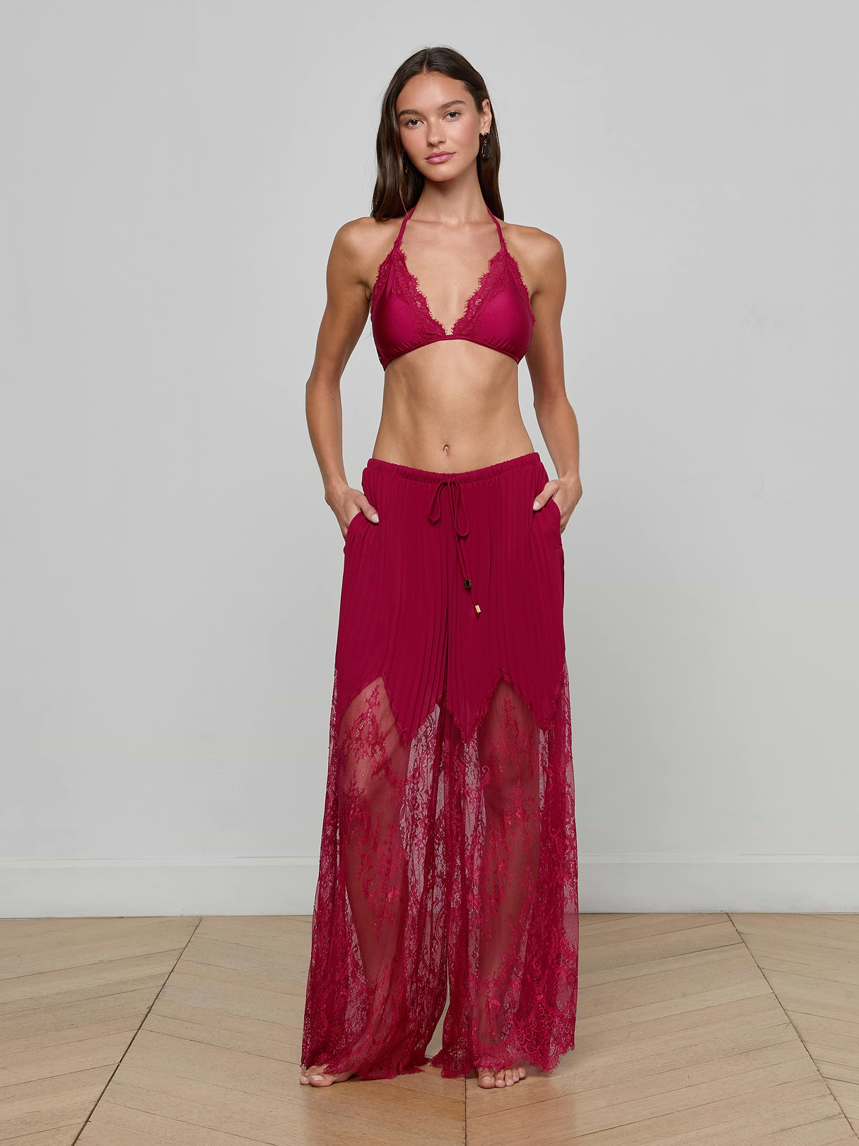 Sharon Cover Up Pant in Black Cherry | L'AGENCE