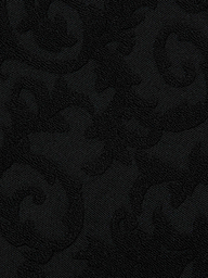 The Sally Bandeau Top features black jacquard terry fabric with a subtle, raised swirling floral pattern. Its textured design produces a tone-on-tone effect, giving the top an elegant and richly detailed look while maintaining a monochromatic black color scheme infused with retro glamour.