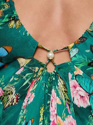 Geneva Cover-Up Dress in Bottle Green Multi Charonda Butterfly | L'AGENCE Geneva Cover-Up Dress in Bottle Green Multi Charonda Butterfly | L'AGENCE