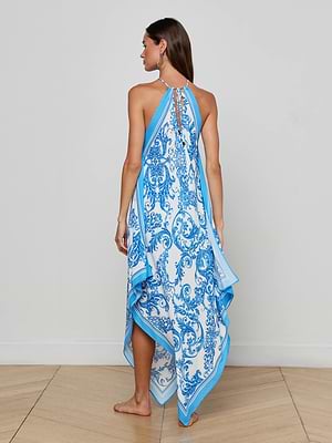 Elise Cover-Up Dress in Baroque Blue | L'AGENCE Elise Cover-Up Dress in Baroque Blue | L'AGENCE