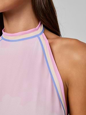 L'AGENCE Elise Cover-Up Dress in Light Pink Multi Postcard Print L'AGENCE Elise Cover-Up Dress in Light Pink Multi Postcard Print