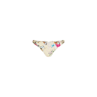 Jean Bikini Bottom featuring a vibrant butterfly print and colorful floral patterns on a light background, displayed against a plain white backdrop. Designed with a flattering high-leg cut for both style and comfort.