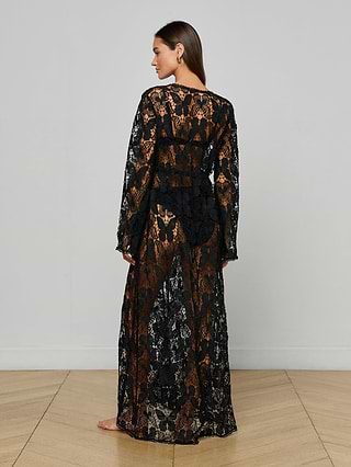 black lace bohemian dress Black Maxi Lace Dress