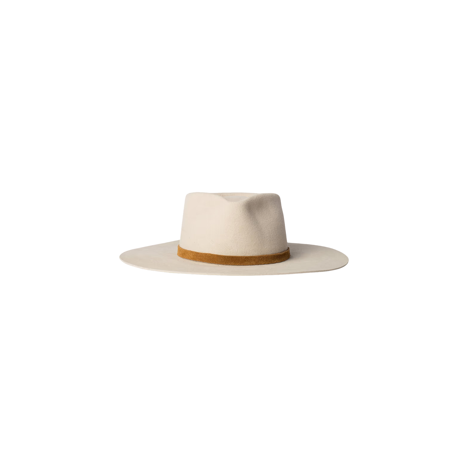 A light beige Reyes Leather Band Fedora with a wide felt brim and a light brown leather band, displayed on a plain white background.