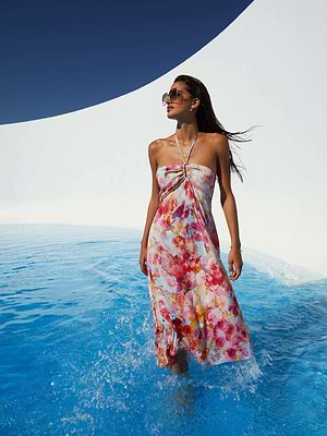 L'AGENCE Cheri Cover-Up Dress in Multi Soft Cloud Floral L'AGENCE Cheri Cover-Up Dress in Multi Soft Cloud Floral