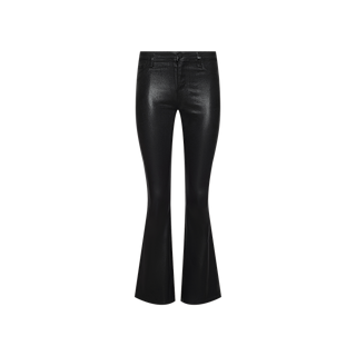 Petite Marty Coated Jean displayed against a plain white background. These high rise jeans feature a fitted waist, front pockets, and a slight shine to the coated material.