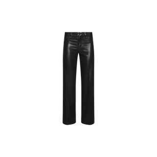 Petite Scottie Coated Jean, featuring a black coated denim finish with a sophisticated high rise and straight-leg silhouette, displayed against a plain white background.