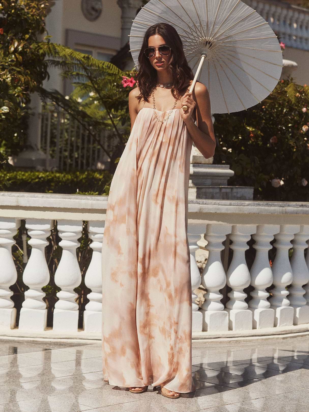 Raine Strapless Gown in Frappe Multi Tie Dye | L'AGENCE