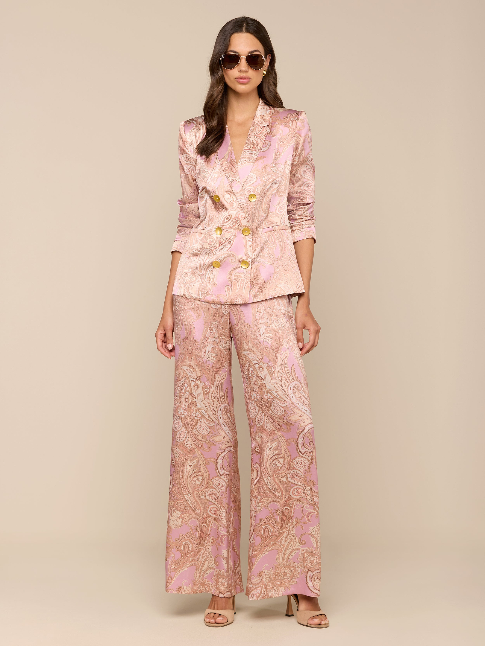 Colin Silk Blazer in Mauve Multi Traditional Paisley | L'AGENCE