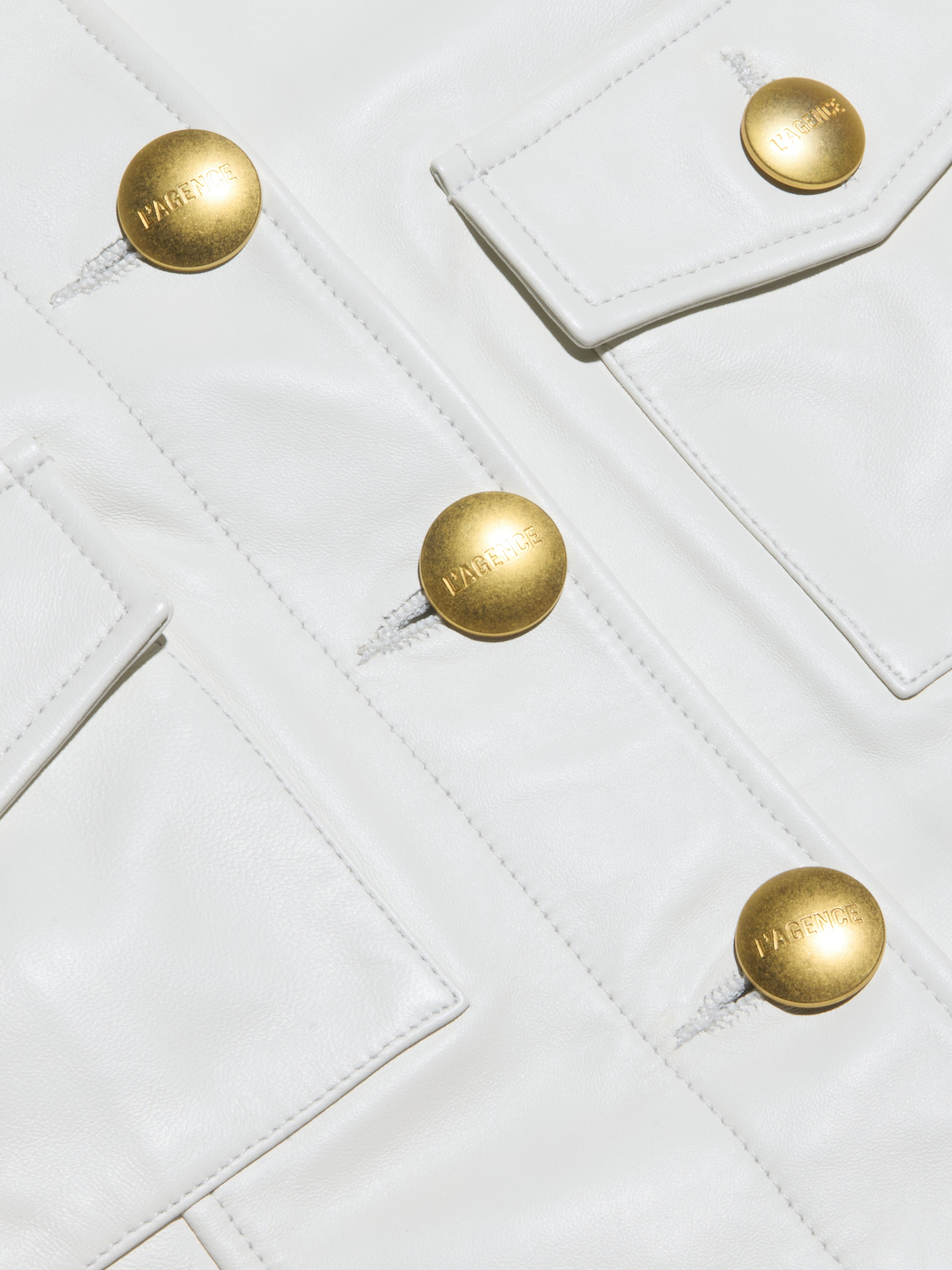 Kumi Cropped Leather Jacket in Ivory | L'AGENCE