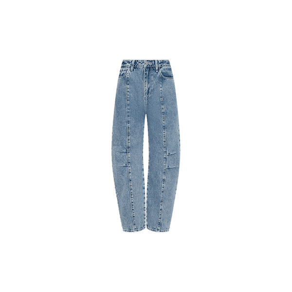 Reba Rodeo Jean crafted from all-cotton denim features a high rise, straight legs, and visible seam details, displayed on a plain white background.