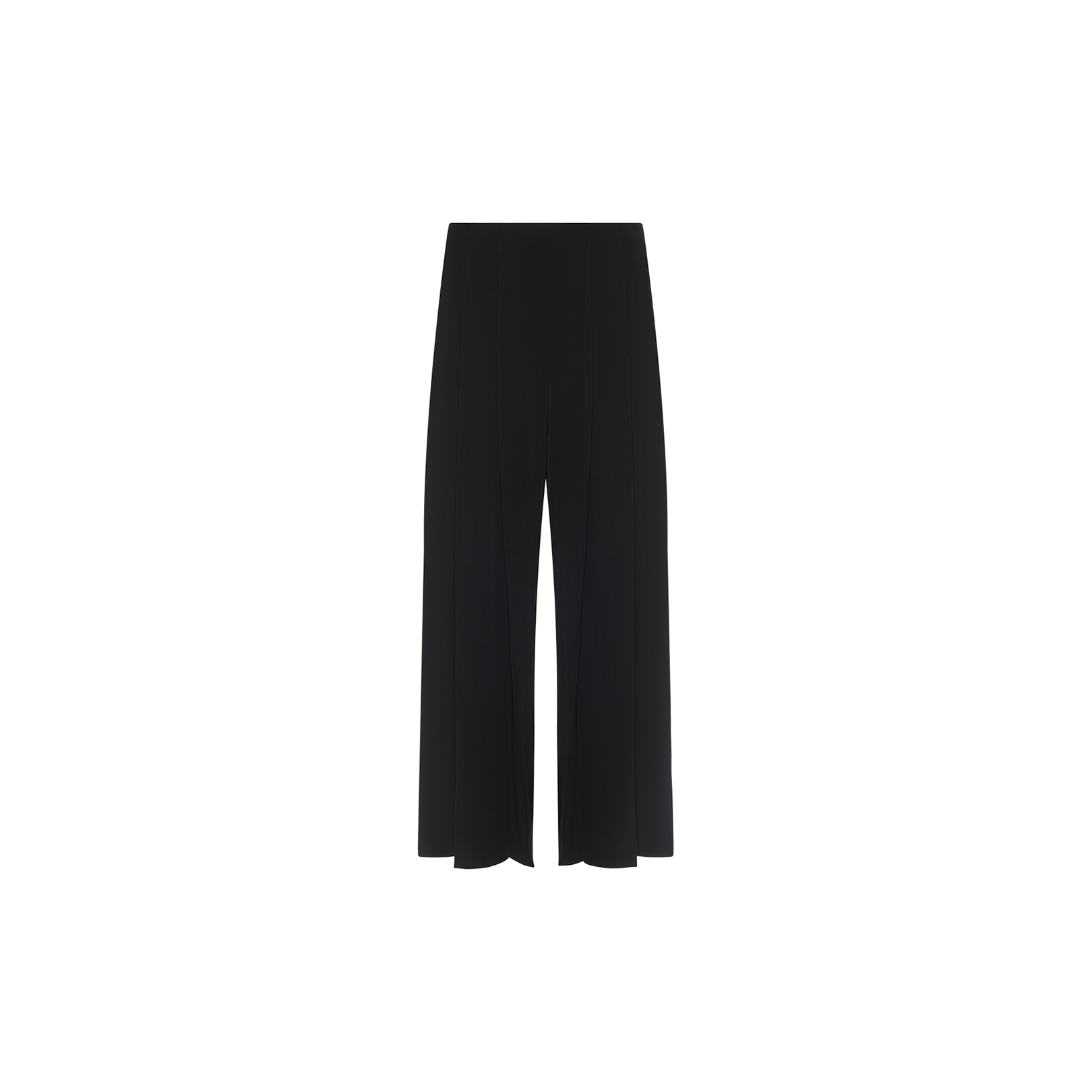 The Novalynn Cropped Pleated Pant is a high-rise, wide-leg black trouser with a relaxed, straight fit and no visible pockets or embellishments, shown against a plain white background.