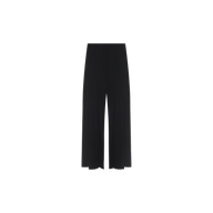 The Novalynn Cropped Pleated Pant is a high-rise, wide-leg black trouser with a relaxed, straight fit and no visible pockets or embellishments, shown against a plain white background.