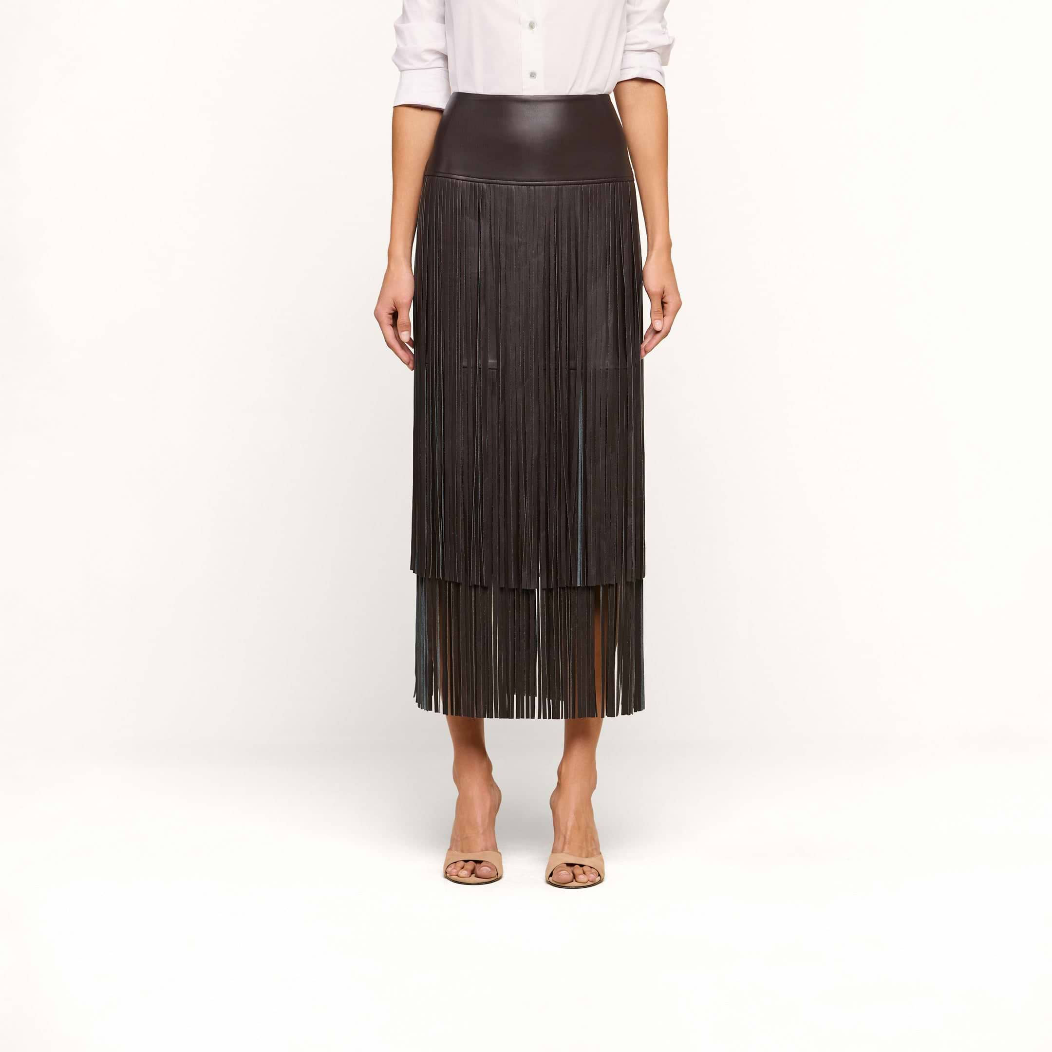 Karolina Fringe Skirt in Coffee Bean | L'AGENCE