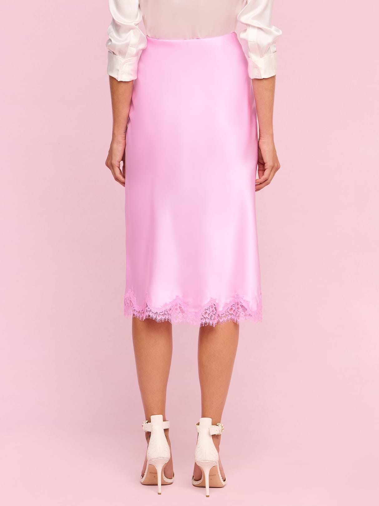Tico Silk Lace Skirt in Malibu Pink/Peony | L'AGENCE