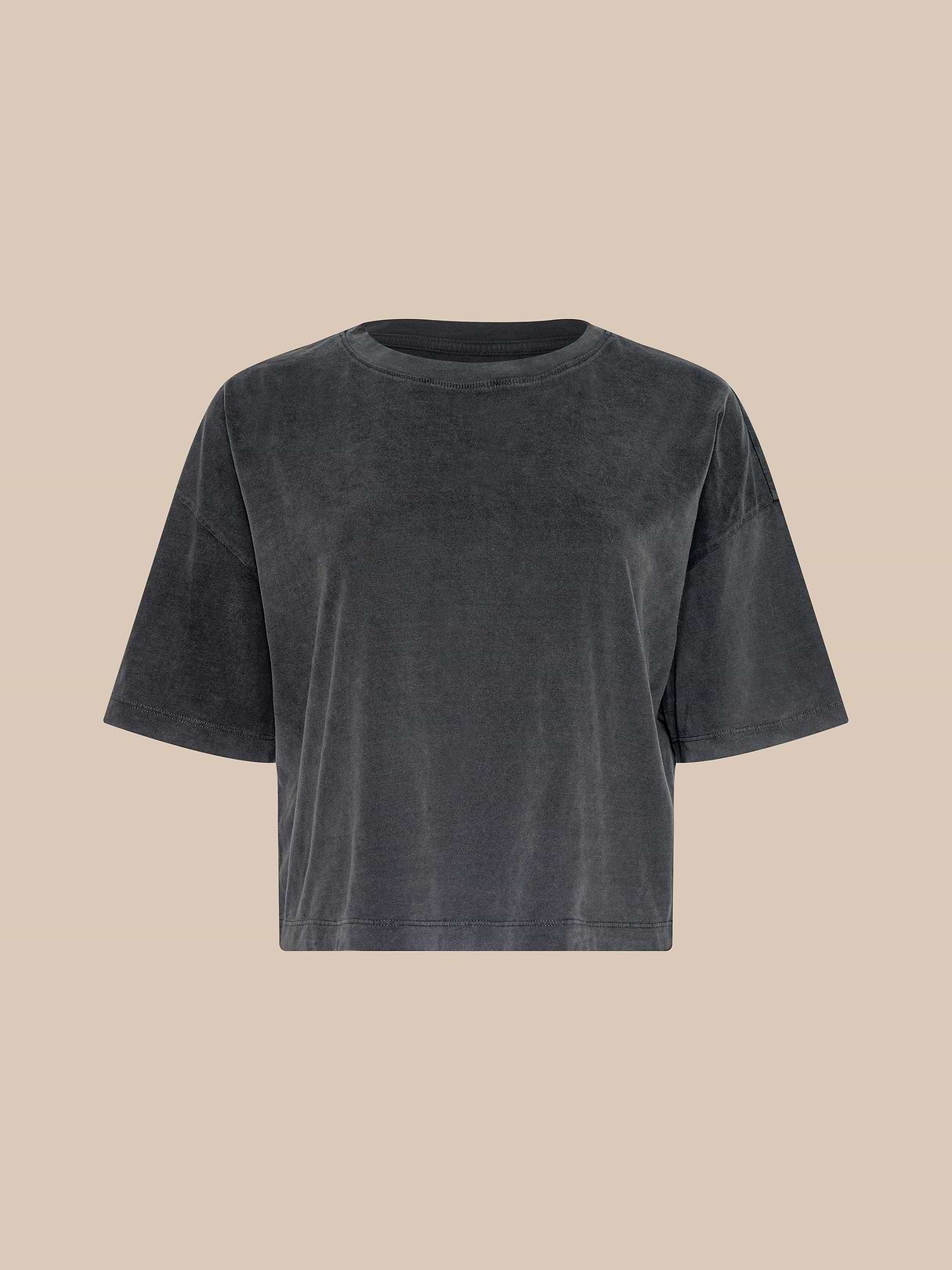 Daria Oversized Cropped Tee in Antique Black | L'AGENCE