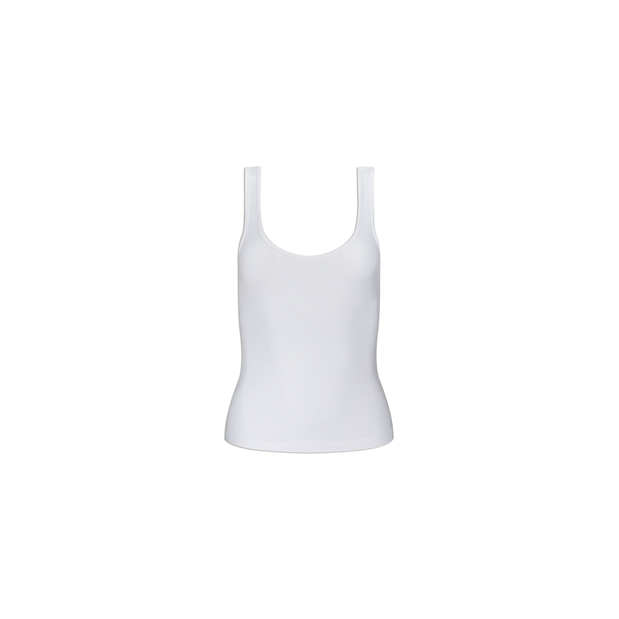 The Cole Scoopneck Tank, crafted from ribbed knit fabric, features a classic scoopneck design and is displayed on a white background.