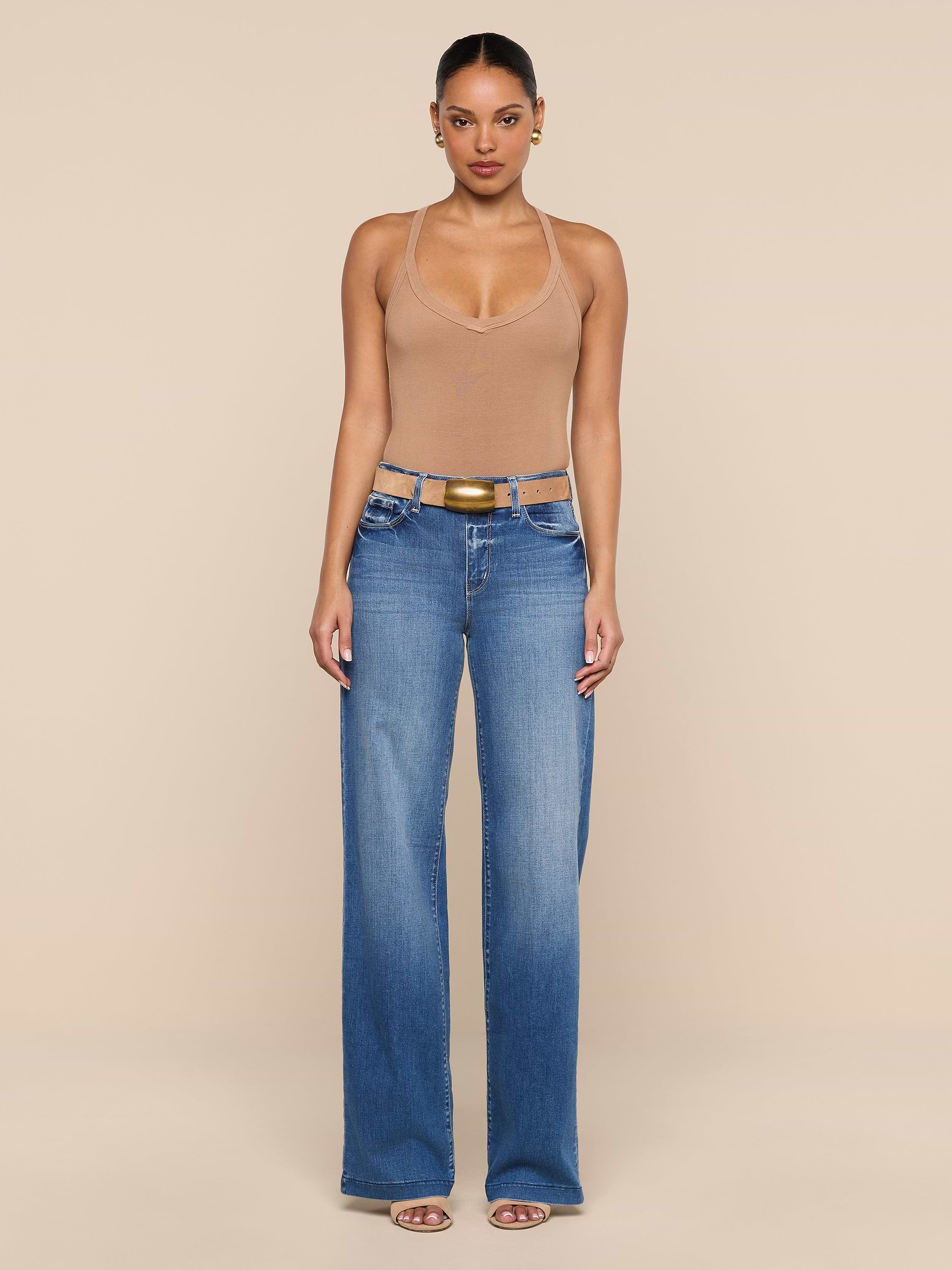 Wrenna Racerback Bodysuit in Cinnamon Swirl | L'AGENCE