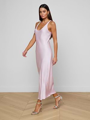 Akiya Satin Maxi Dress in Icy Lilac | L'AGENCE Akiya Satin Maxi Dress in Icy Lilac | L'AGENCE