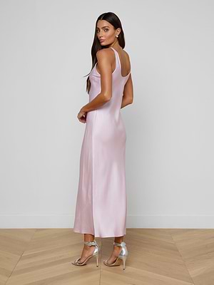 L'AGENCE Akiya Satin Maxi Dress In Icy Lilac L'AGENCE Akiya Satin Maxi Dress In Icy Lilac