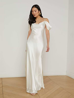 L'AGENCE Kenna Silk Gown In Ivory L'AGENCE Kenna Silk Gown In Ivory