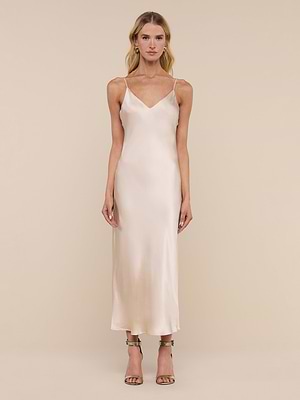 L'AGENCE Seridie Silk Slip Dress In Champagne L'AGENCE Seridie Silk Slip Dress In Champagne