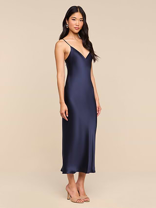 Seridie Silk Slip Dress in Midnight