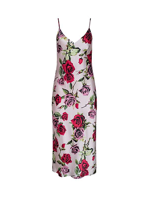 L'agence Seridie Silk Midi Slip Dress - Pink Multi L'agence Seridie Silk Midi Slip Dress - Pink Multi