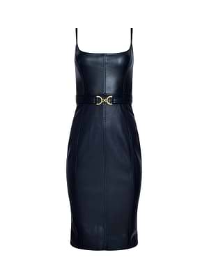 L'AGENCE Halia Vegan Leather Dress In Midnight L'AGENCE Halia Vegan Leather Dress In Midnight