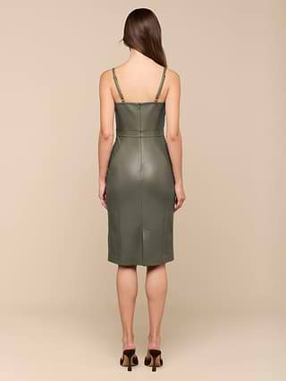 green vegan leather dress JAMIE VEGAN MINI DRESS in DARK OLIVE